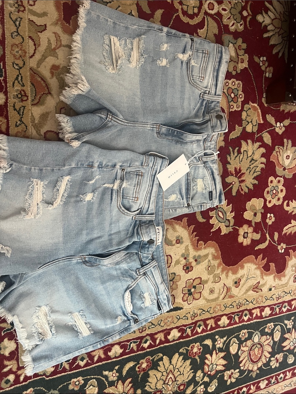 Cello Light Blue Distressed Women's Denim Shorts-set of 2